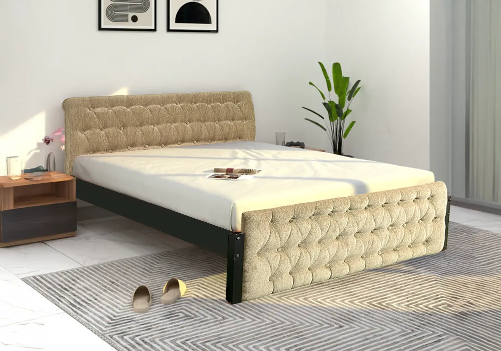 Eden Upholstered Double Bed & Mattress Combo (Beige)